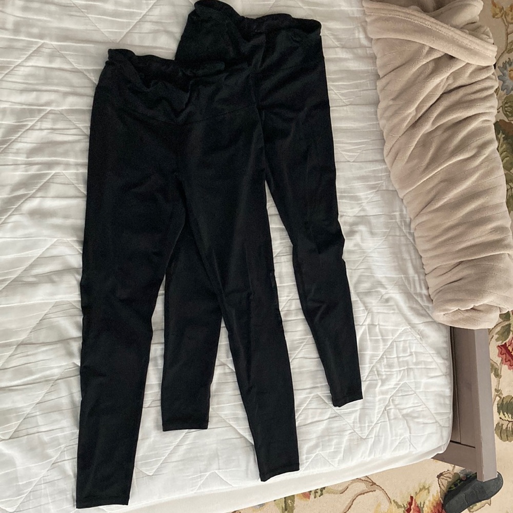 2 pairs of compression running tights leggings Road Runner black size medium